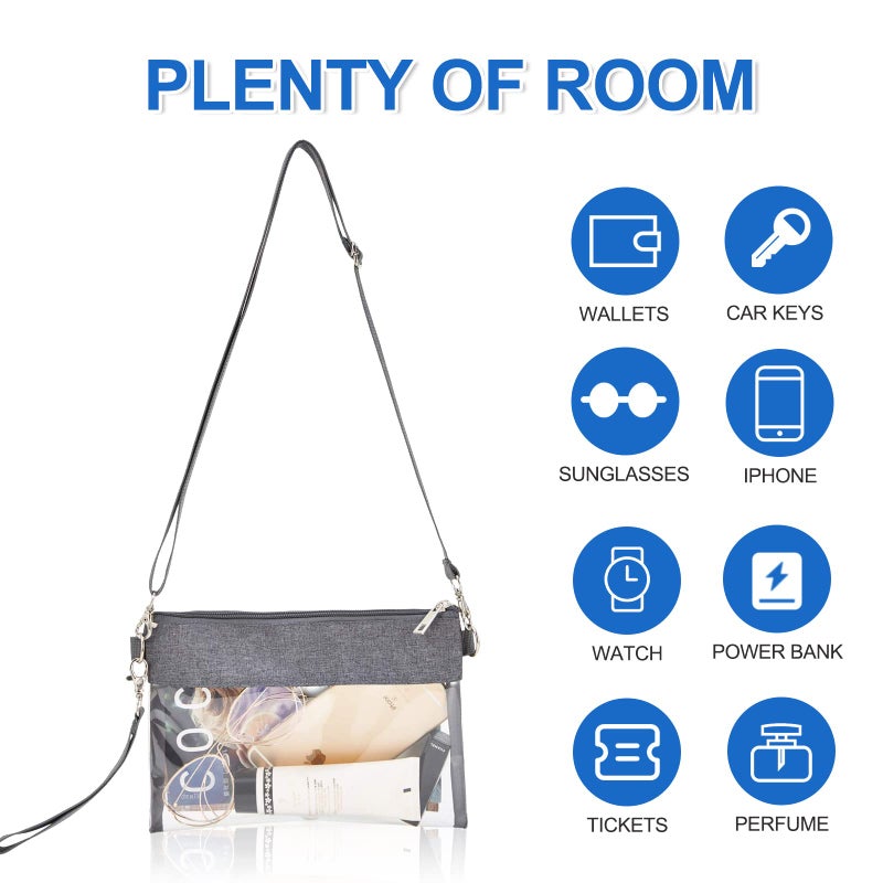USPECLARE Clear Crossbody Purse Bag Stadium Approved Clear Tote Bag for Work Concert Sports(Clear Black) - Image 5